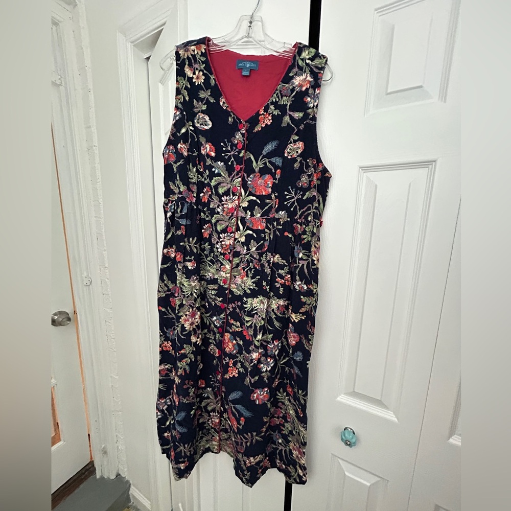 April Cornell Black and Red Floral Midi Dress